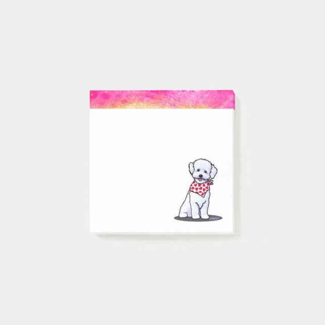 Pink And Gold Bichon Art Notes (Front)