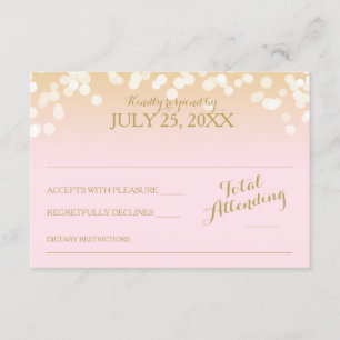 Pink and Gold Bokeh Effect RSVP Card