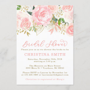 Pink and Gold Bridal Shower Invitations