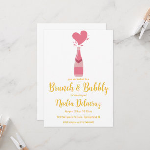 pink and gold brunch and bubbly bridal shower invitation