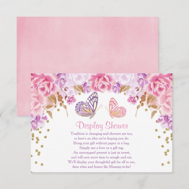Pink and gold Butterfly display shower inserts (Front/Back)