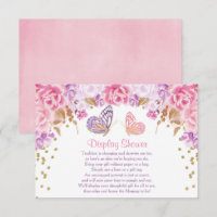 Pink and gold Butterfly display shower inserts