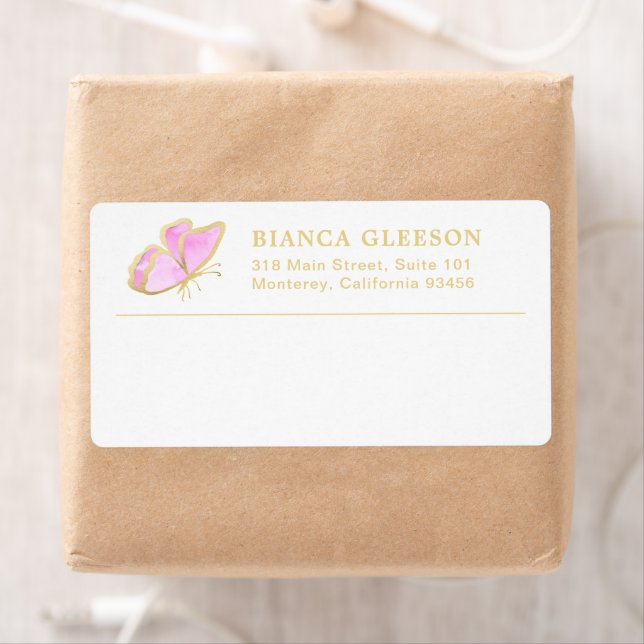 Pink and Gold Butterfly Elegant Shipping (Insitu)