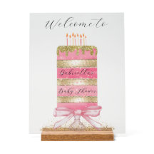 Pink and gold Cake Personalized "Welcome"