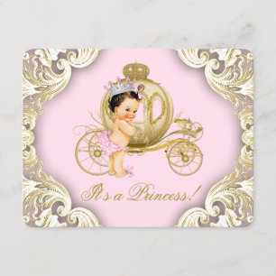 Pink and Gold Carriage Royal Princess Baby Shower Invitation
