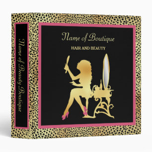 Pink and Gold Cheetah Print Woman Beauty Boutique Binder