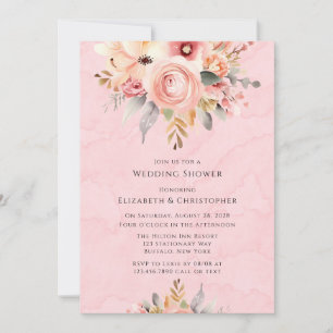 Pink and Gold Chic Florals Wedding Shower Invitation