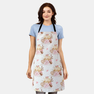 Pink and Gold Christmas Dessert Pattern Apron