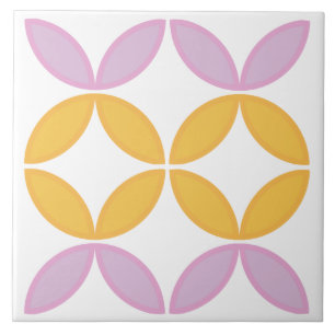 Pink and gold circle or flower petals splashback tile