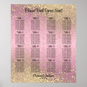 Pink and Gold Confetti - 16 Seating Chart