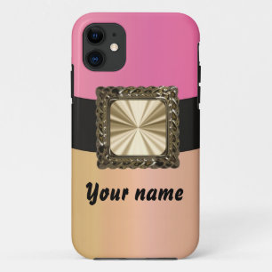 Pink and gold customizable iPhone 11 case