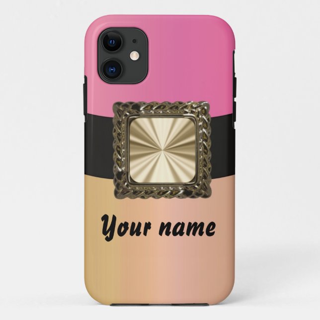Pink  and gold customizable Case-Mate iPhone case (Back)