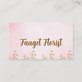 pink and gold cute watercolor floral business card