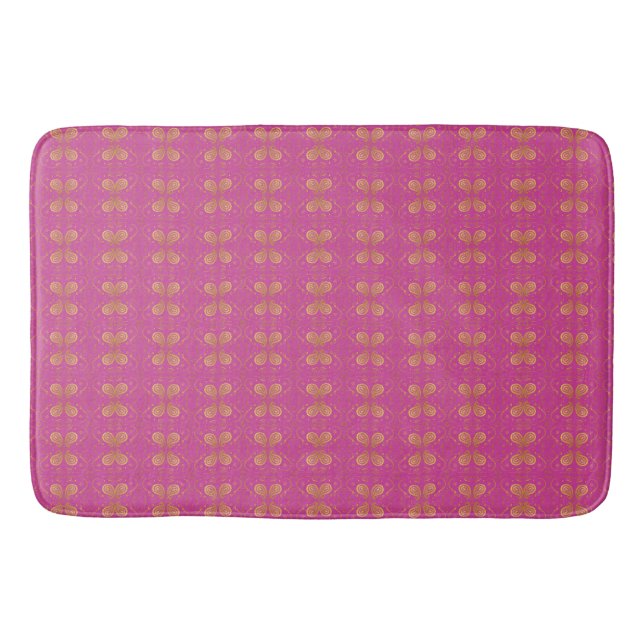 Pink and Gold Design Bath Mat (Front)