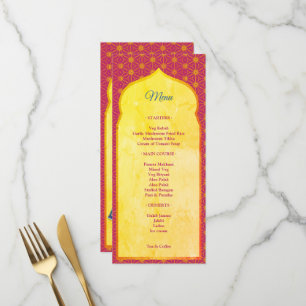 Pink and gold design border indian wedding menu