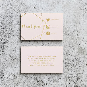 Pink and gold effect Social Links Insert Card.