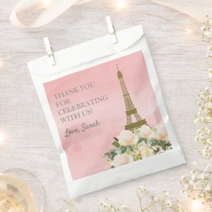 Pink and Gold Eiffel Tower Thank You  Favour Bag