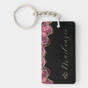 Pink and Gold Elegant Script Personalized Keychain