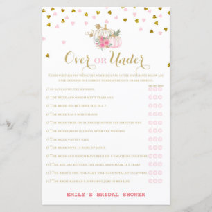 Pink and Gold Fall Bridal Shower Game, Pumpkin