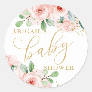 Pink and Gold Floral, Baby Shower Favour Tags