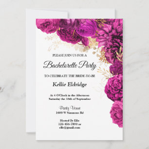 Pink And Gold Floral Bachelorette Party Invitation