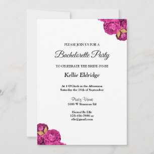 Pink And Gold Floral Bachelorette Party Invitation