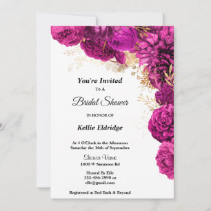 Pink And Gold Floral Bridal Shower Invitation
