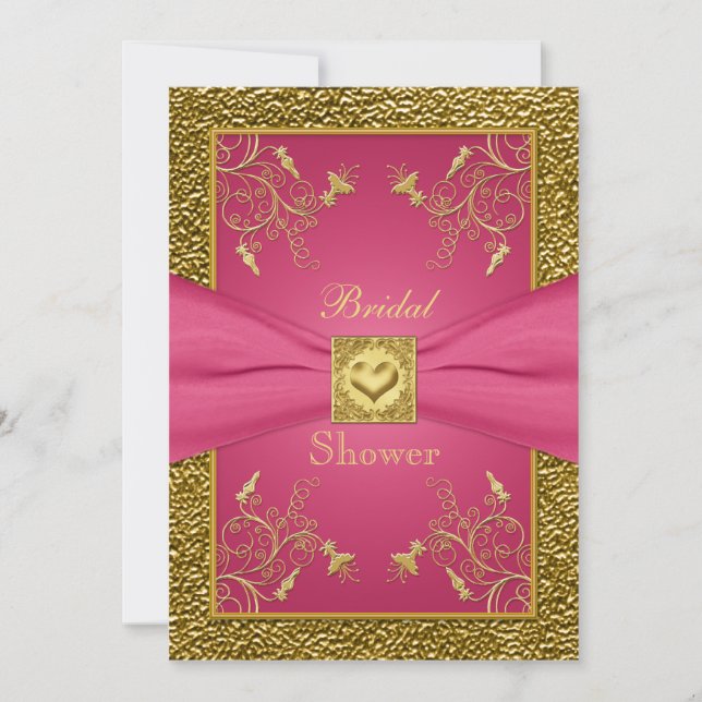 Pink and Gold Floral Bridal Shower Invitation (Front)