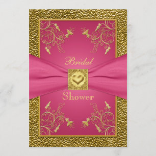 Pink and Gold Floral Bridal Shower Invitation