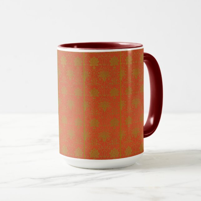 Pink And Gold Floral Pattern Mug (Front Right)