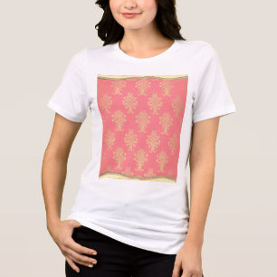Pink And Gold Floral Pattern Tri-Blend Shirt