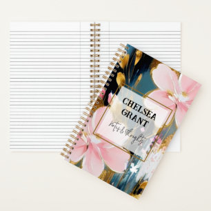Pink and gold floral personalized journal