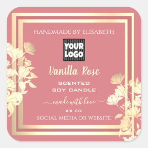 Pink and Gold Floral Product Packaging Labels Logo