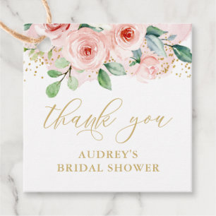 Pink and Gold Floral, Thank You Favour Tags