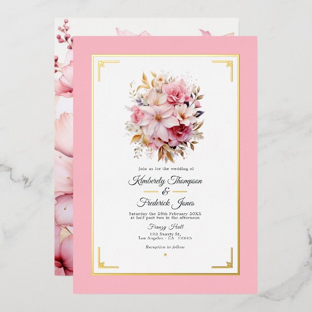 Pink and Gold Floral Wedding (Front/Back)