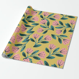 Pink and Gold Floral Wrapping Paper