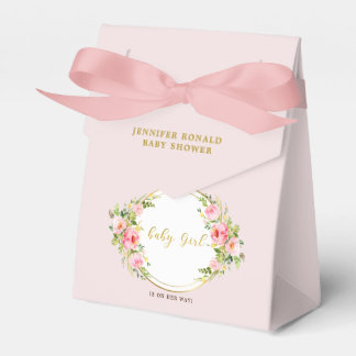 Pink and Gold flower Baby girl baby shower Favor Box