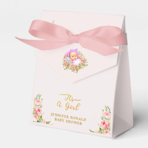 Pink and Gold Flower theme its a girl baby shower Favor Box