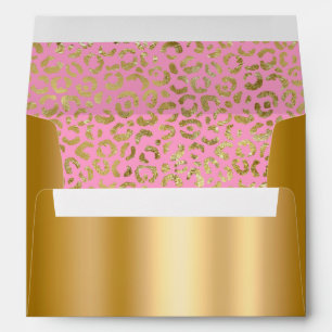 Pink and Gold Foil and Shimmer Leopard Glam Envelope