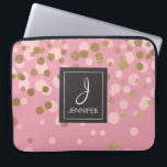 Pink and Gold Foil Confetti Elegant Monogram Laptop Sleeve<br><div class="desc">Pink and Faux Gold Foil Confetti Elegant Monogram Case. This case can be customized to include your initial and full name.</div>