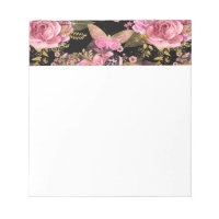 Pink and Gold Foil Floral Butterfly Pattern