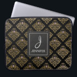 Pink and Gold Foil Floral Pattern Elegant Monogram Laptop Sleeve<br><div class="desc">Pink,  Black and Faux Gold Foil Floral Pattern Elegant Monogram Case. This case can be customized to include your initial and full name.</div>
