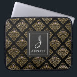Pink and Gold Foil Floral Pattern Elegant Monogram Laptop Sleeve<br><div class="desc">Pink,  Black and Faux Gold Foil Floral Pattern Elegant Monogram Case. This case can be customized to include your initial and full name.</div>