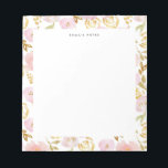 Pink and Gold Foil Floral Pattern Personalized Notepad<br><div class="desc">Customizable floral notepad. It features a floral pattern of pink watercolor flowers,  gold foil flowers and greenery accents. Personalize by adding names and other details This pink floral notepad is perfect as a gift.</div>