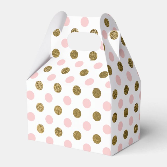 Pink and Gold Foil Polka Dot Pattern Favor Box (Back Side)