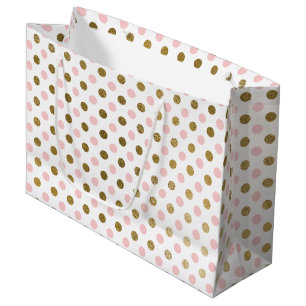 Pink and Gold Foil Polka Dot Pattern Large Gift Bag
