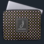 Pink and Gold Foil Polka Dot Pattern Monogram Laptop Sleeve<br><div class="desc">Pink,  Black and Faux Gold Foil Polka Dot  Pattern Elegant Monogram Case. This case can be customized to include your initial and full name.</div>