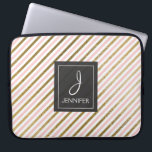 Pink and Gold Foil Stripe Elegant Monogram Laptop Sleeve<br><div class="desc">Pink and Faux Gold Foil Striped Elegant Monogram Case. This case can be customized to include your initial and full name.</div>