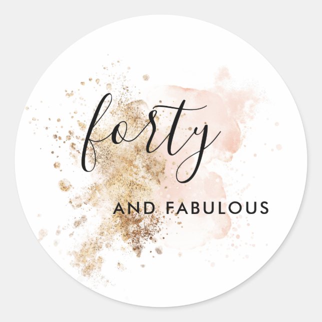 Pink And Gold Forty 40th Birthday  Classic Round Sticker (Front)