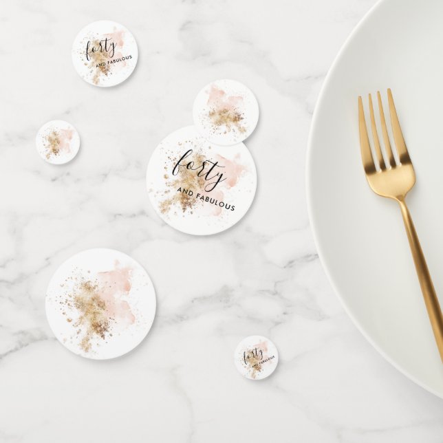 Pink And Gold Forty 40th Birthday Confetti (Group)